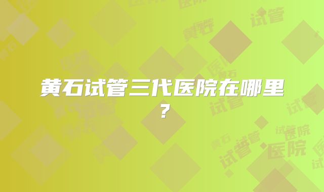 黄石试管三代医院在哪里?
