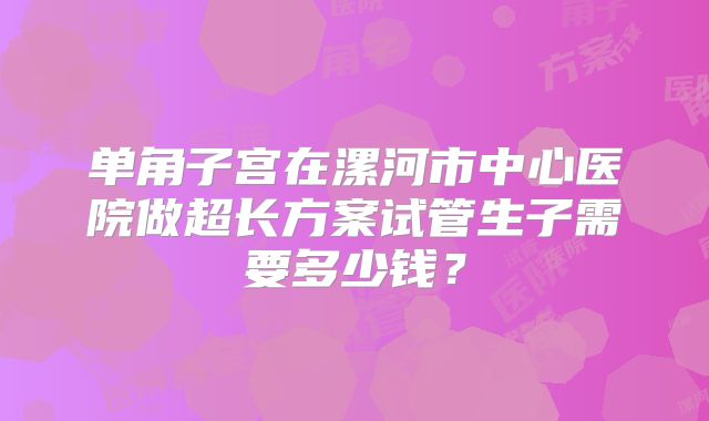 单角子宫在漯河市中心医院做超长方案试管生子需要多少钱？