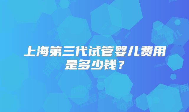 上海第三代试管婴儿费用是多少钱？