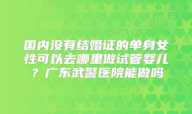 国内没有结婚证的单身女性可以去哪里做试管婴儿?广东武警医院能做吗
