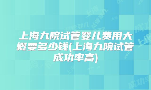 上海九院试管婴儿费用大概要多少钱(上海九院试管成功率高)