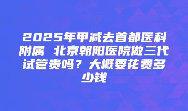 2025年甲减去首都医科附属 北京朝阳医院做三代试管贵吗？大概要花费多少钱
