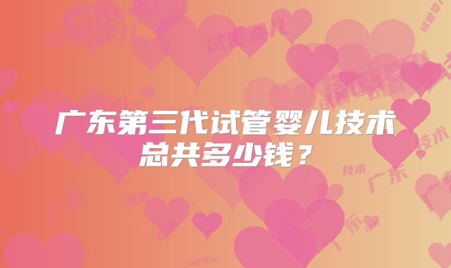 广东第三代试管婴儿技术总共多少钱？