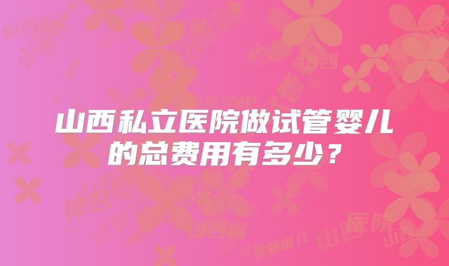 山西私立医院做试管婴儿的总费用有多少？