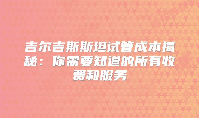 吉尔吉斯斯坦试管成本揭秘:你需要知道的所有收费和服务