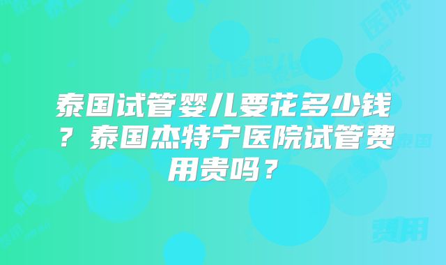 泰国试管婴儿要花多少钱?泰国杰特宁医院试管费用贵吗?