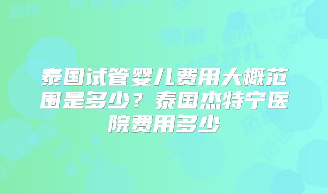 泰国试管婴儿费用大概范围是多少?泰国杰特宁医院费用多少