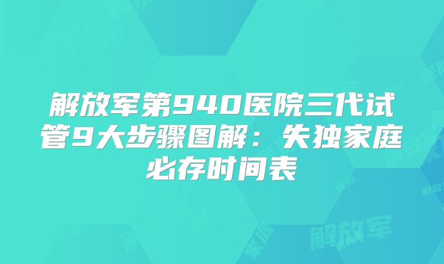 解放军第940医院三代试管9大步骤图解：失独家庭必存时间表