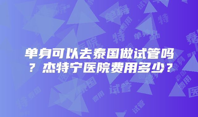单身可以去泰国做试管吗?杰特宁医院费用多少?