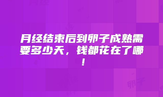 月经结束后到卵子成熟需要多少天,钱都花在了哪!