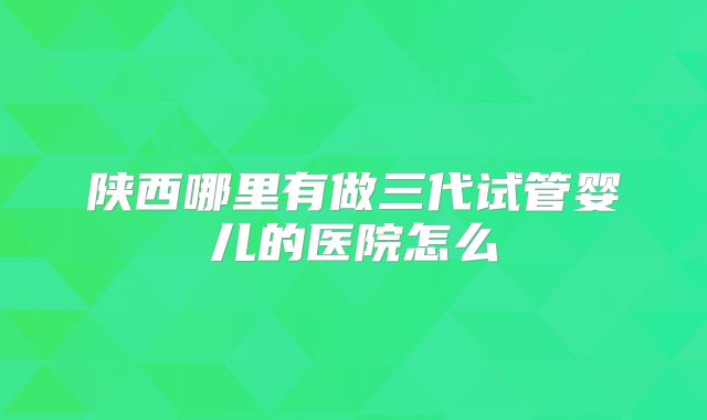 陕西哪里有做三代试管婴儿的医院怎么