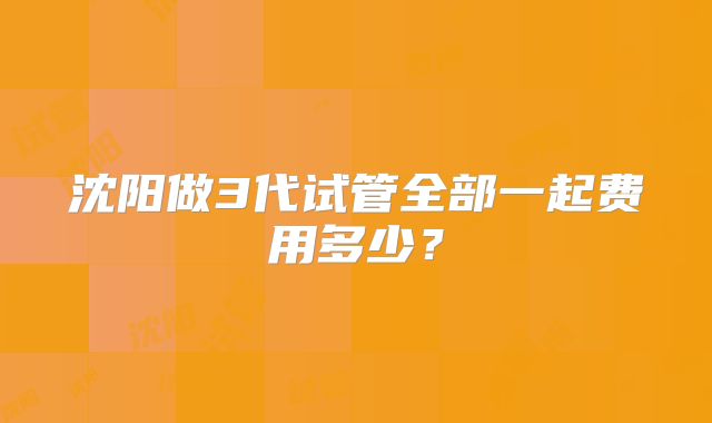 沈阳做3代试管全部一起费用多少?
