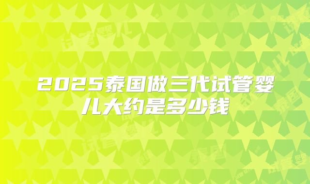 2025泰国做三代试管婴儿大约是多少钱