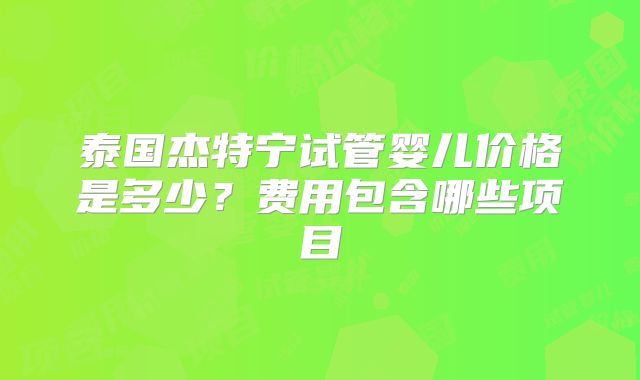 泰国杰特宁试管婴儿价格是多少?费用包含哪些项目