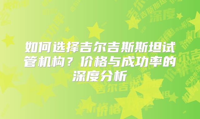 如何选择吉尔吉斯斯坦试管机构？价格与成功率的深度分析