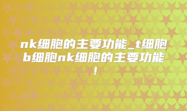nk细胞的主要功能_t细胞b细胞nk细胞的主要功能!