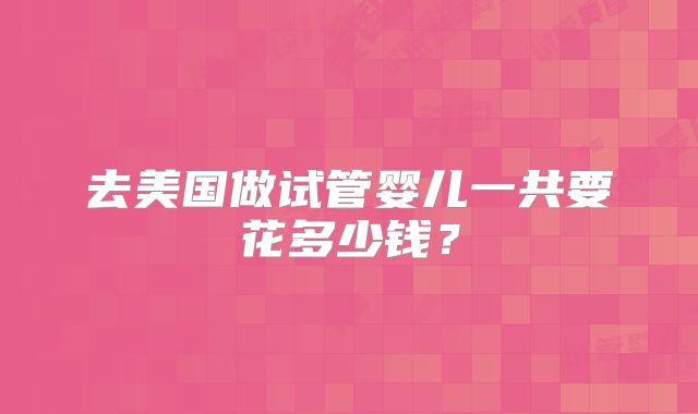 去美国做试管婴儿一共要花多少钱？