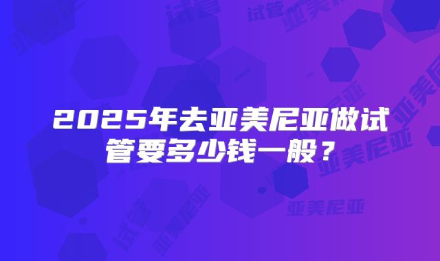 2025年去亚美尼亚做试管要多少钱一般？