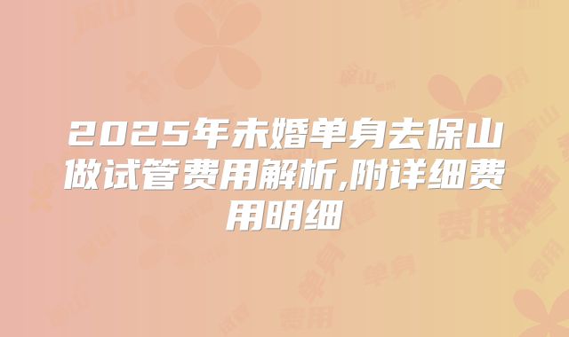 2025年未婚单身去保山做试管费用解析,附详细费用明细