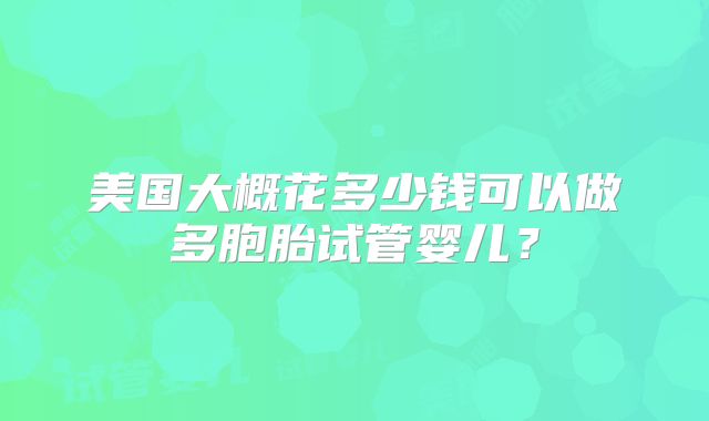 美国大概花多少钱可以做多胞胎试管婴儿？