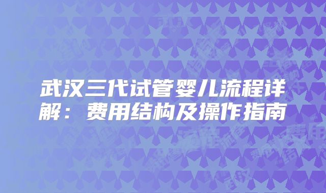 武汉三代试管婴儿流程详解：费用结构及操作指南