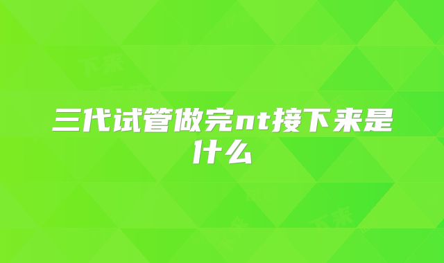 三代试管做完nt接下来是什么