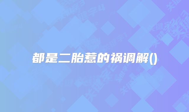 都是二胎惹的祸调解()