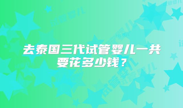 去泰国三代试管婴儿一共要花多少钱?