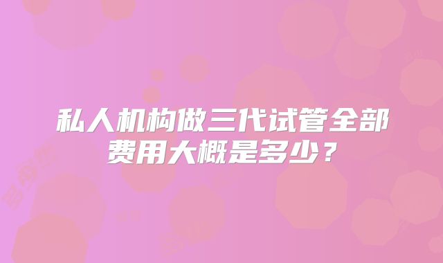 私人机构做三代试管全部费用大概是多少？