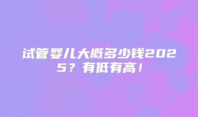 试管婴儿大概多少钱2025？有低有高！