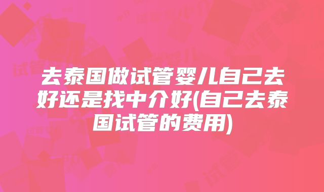 去泰国做试管婴儿自己去好还是找中介好(自己去泰国试管的费用)