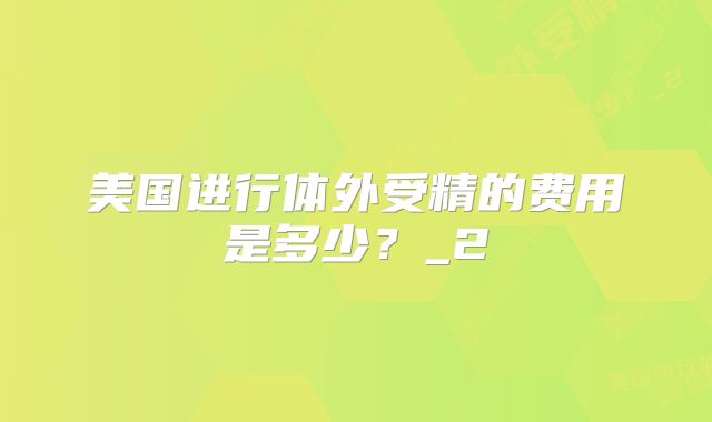 美国进行体外受精的费用是多少?_2