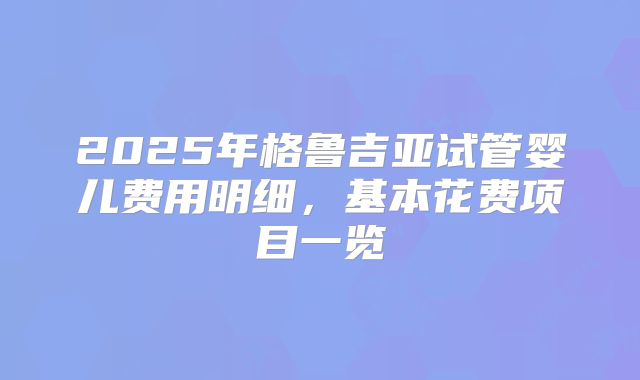 2025年格鲁吉亚试管婴儿费用明细，基本花费项目一览