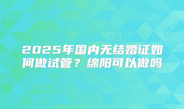 2025年国内无结婚证如何做试管?绵阳可以做吗