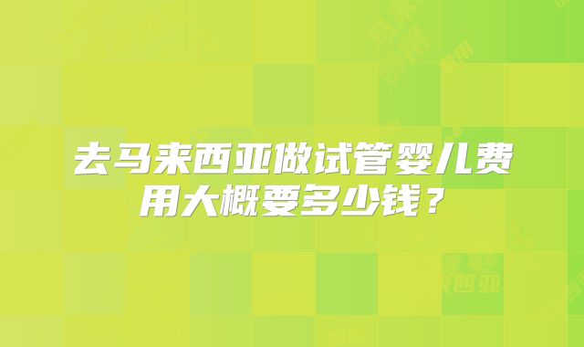 去马来西亚做试管婴儿费用大概要多少钱?
