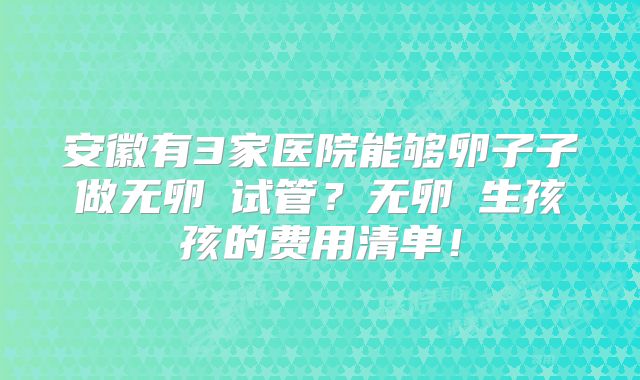 安徽有3家医院能够卵子子做无卵�试管？无卵�生孩孩的费用清单！