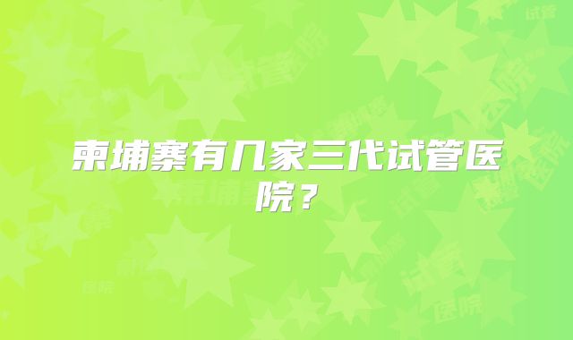 柬埔寨有几家三代试管医院？