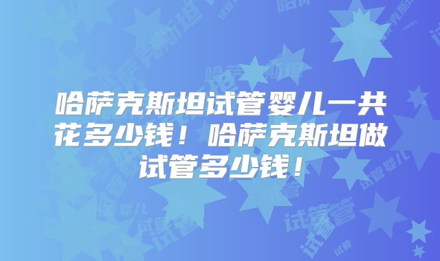 哈萨克斯坦试管婴儿一共花多少钱！哈萨克斯坦做试管多少钱！