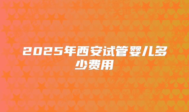 2025年西安试管婴儿多少费用