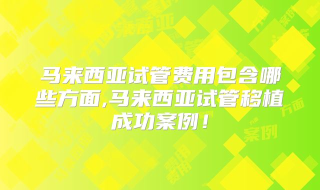 马来西亚试管费用包含哪些方面,马来西亚试管移植成功案例！
