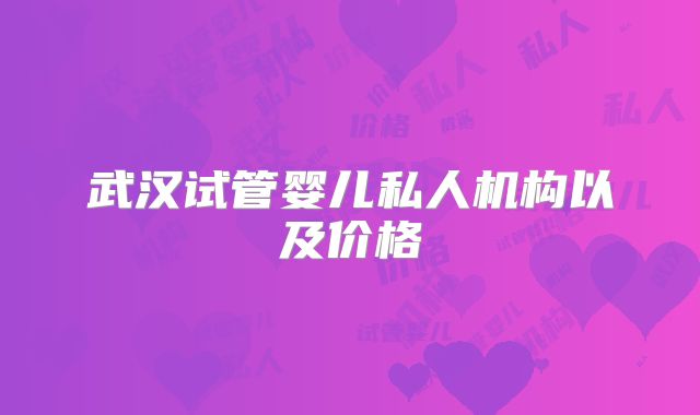 武汉试管婴儿私人机构以及价格