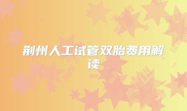 荆州人工试管双胎费用解读