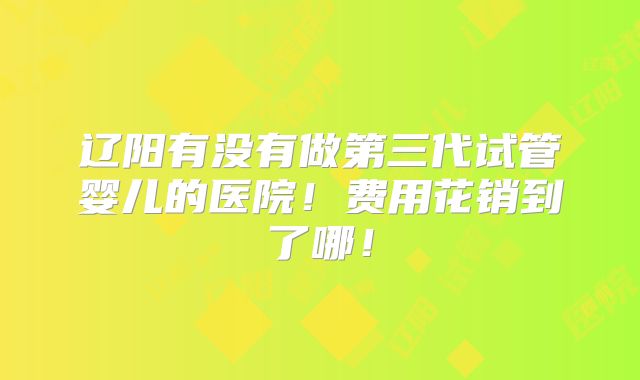 辽阳有没有做第三代试管婴儿的医院！费用花销到了哪！