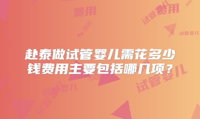 赴泰做试管婴儿需花多少钱费用主要包括哪几项？