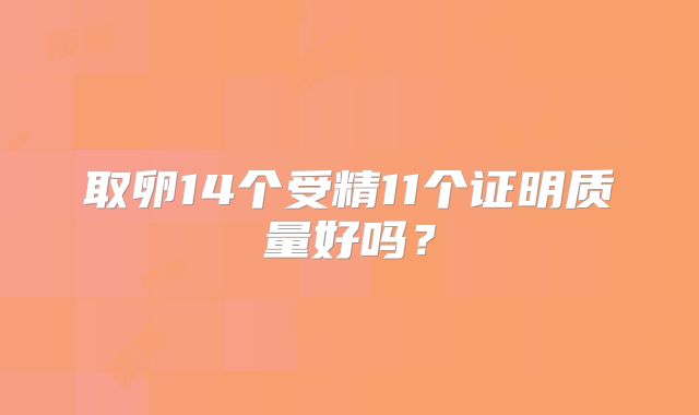 取卵14个受精11个证明质量好吗？