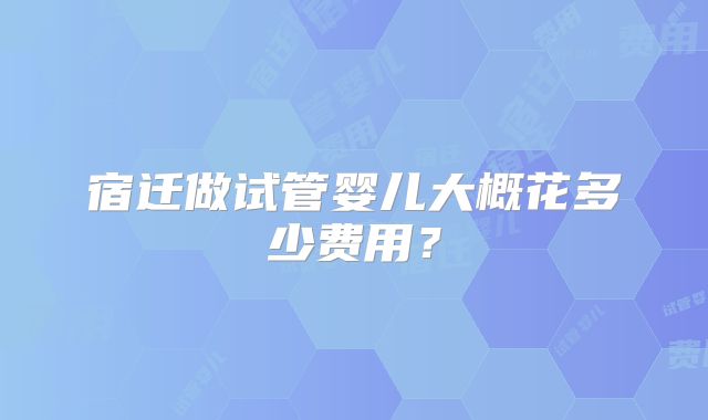 宿迁做试管婴儿大概花多少费用？
