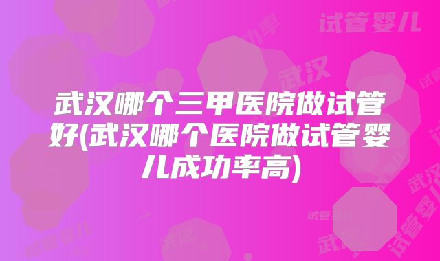 武汉哪个三甲医院做试管好(武汉哪个医院做试管婴儿成功率高)