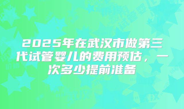 2025年在武汉市做第三代试管婴儿的费用预估，一次多少提前准备