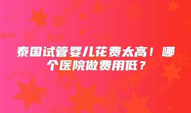 泰国试管婴儿花费太高！哪个医院做费用低？