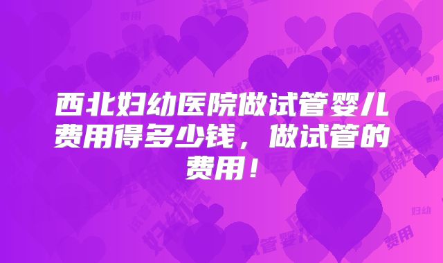 西北妇幼医院做试管婴儿费用得多少钱,做试管的费用!